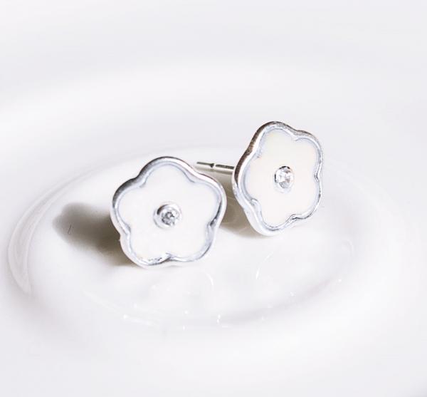 mother of pearl earstud, 925 Sterling Silver   9 mm