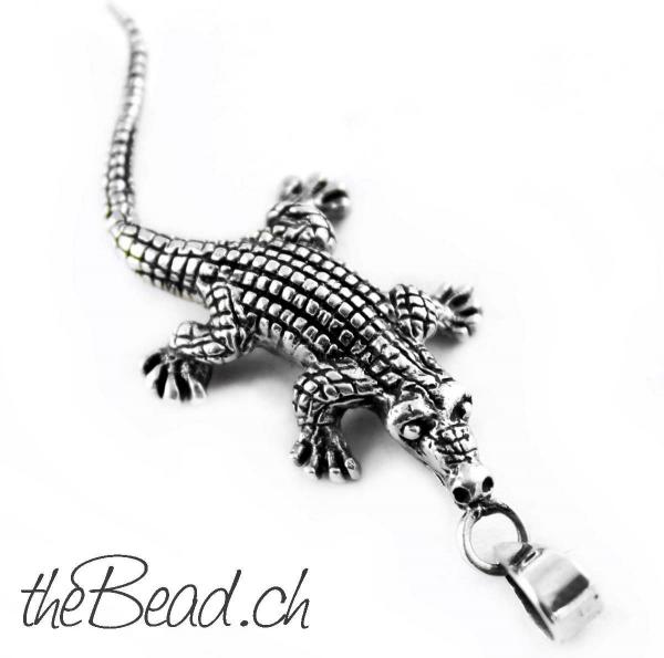 Krokodil Silber Anhänger schmuck onlineshop thebead