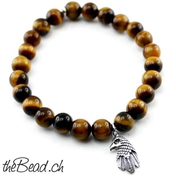 adler und silberadler mit Tigerauge Armband mit Buddha Perle the Bead