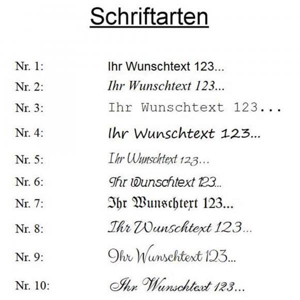 Schriftarten für Gravurarmband von thebead Schweizer Gravur Onlineshop