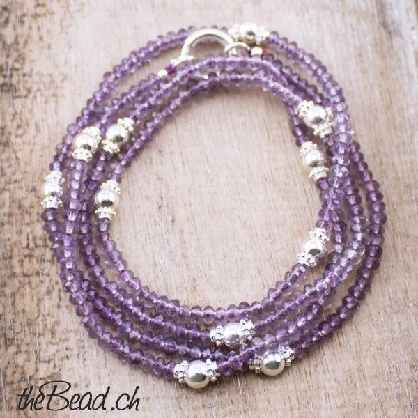 necklace with amethyste and silver