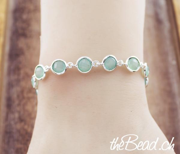 women silver aqua agate bracelet