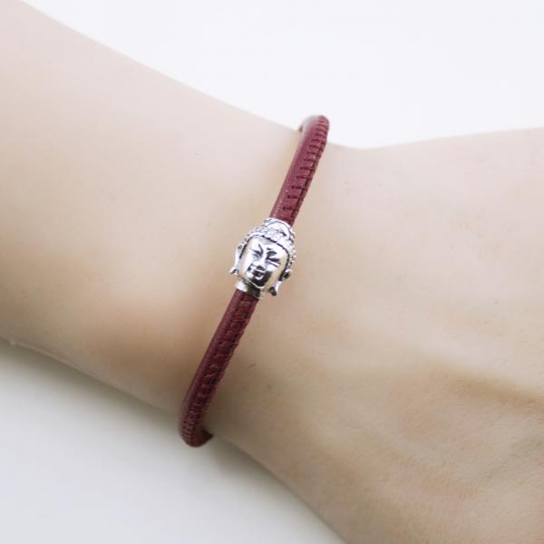 Blaues Lederarmband mit Buddha