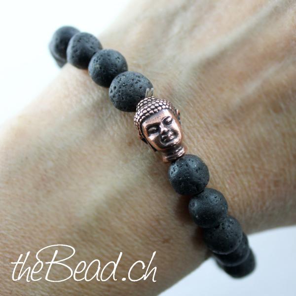 Perlenarmband aus Lava mit Buddha von theBead.ch