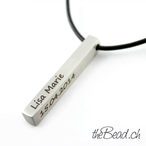 name engraved stainless pendant