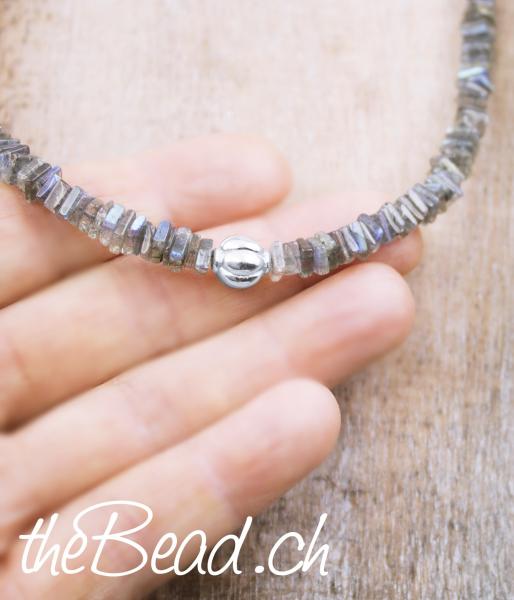 labradorite necklace with silver pearls sterling silver by thebead