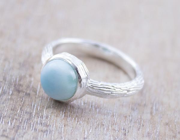 Silber Fingerring mit  larimar