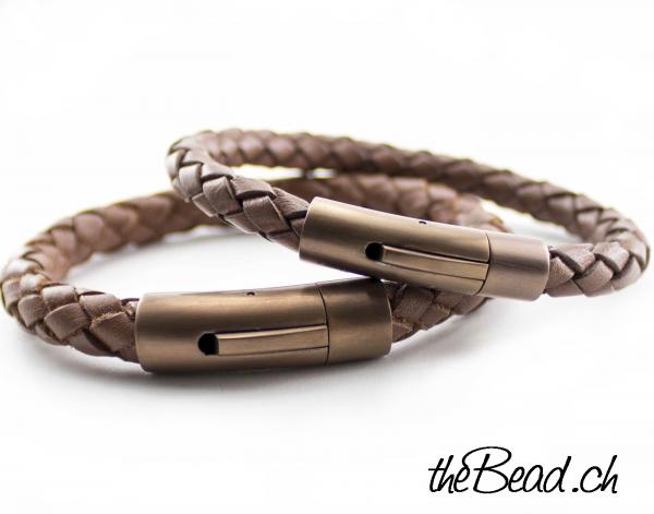 leather bracelets set of two