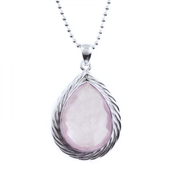 rose quartz pendant with necklace