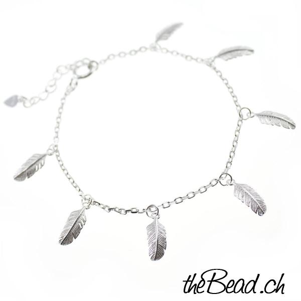 Silberarmband 925 Sterling silver feather bracelet